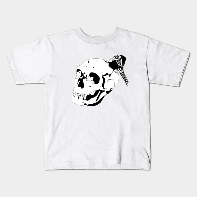 Neanderthal Skull Kids T-Shirt by euglenii